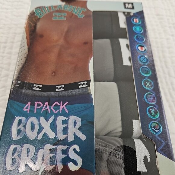 Billabong Men’s Med (32-34) 4PK Performance Microfiber Boxer Briefs Mesh Pouch - Picture 3 of 10